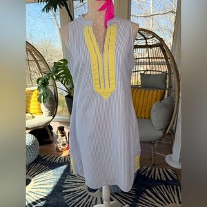 Duffield Lane Seersucker Striped Shift Dress Size Medium